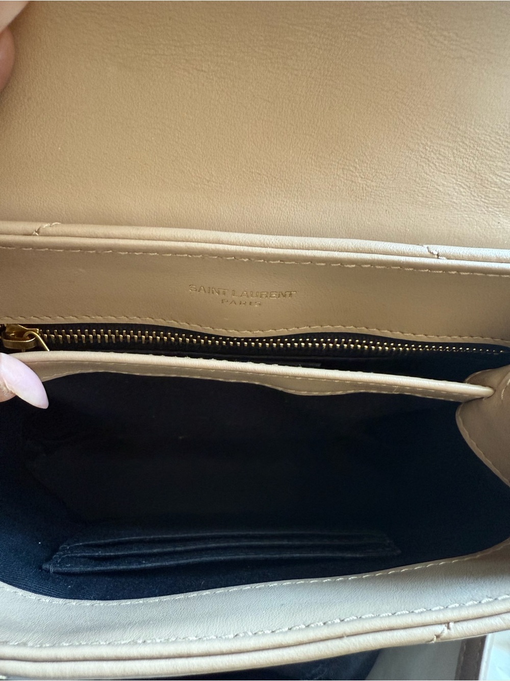 Saint Laurent Tan Quilted Leather Loulou Shoulder Bag with Gold YSL - Picture 7 of 11